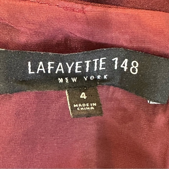 Lafayette 148 Penny Dress Dark Red Peplum Short Sleeve Wool Career Office - Picture 4 of 5